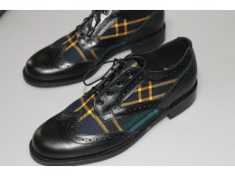 Black Calf leather with Scottish Spun Tartan