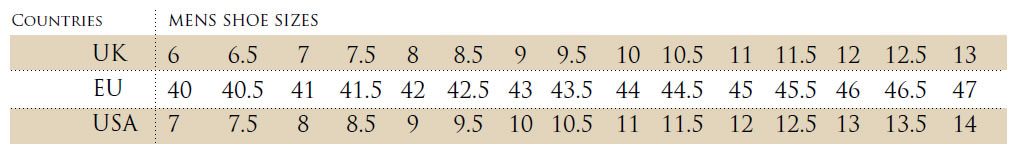 Shoe Size Chart